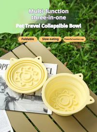 HKM-9656253 Portable Collapsible 3-in-1 Dog Bowl with Strong Suction Cups and Hanging Hook