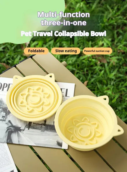 HKM-9656253 Portable Collapsible 3-in-1 Dog Bowl with Strong Suction Cups and Hanging Hook
