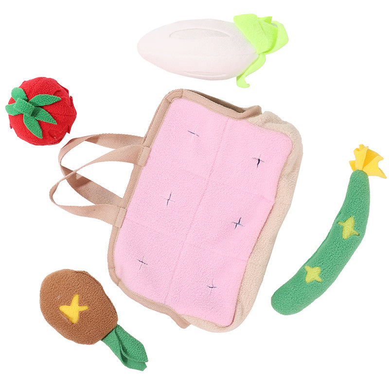 HKM-9656893 Dog Puzzle Toy with Vegetable Basket for Training and Decompression - Polar Fleece Material