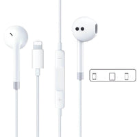 HKM-965779 Lightning In-Ear Wired Earbuds for iPhone 14, 13, 12, 11, 8 Plus, XS - Built-in Remote for Music and Calls