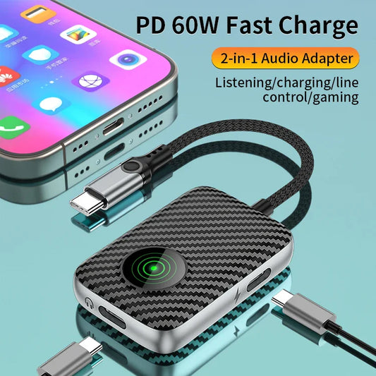 HKM-965779 USB-C to AUX Headphone Jack and Charger Adapter with DAC Digital Audio Function