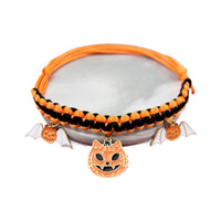 HKM-9658045 Halloween Themed Hand-Woven Pet Collar with Geometric Patterns and Skull Designs
