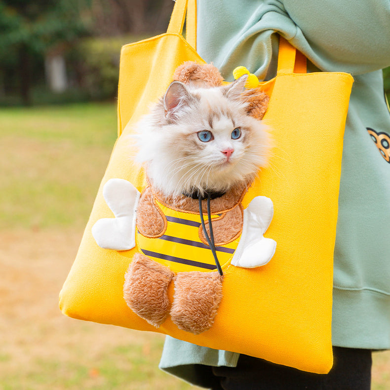 HKM-9658301 Cute Cartoon Canvas Pet Shoulder Bag for Dogs and Cats - Large and Extra Large Sizes Available