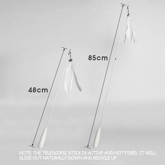 HKM-9659325 Telescopic Cat Toy with Removable Feather Bell, Adjustable 48-80cm Fiber Rod