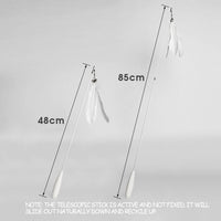 HKM-9659325 Telescopic Cat Toy with Removable Feather Bell, Adjustable 48-80cm Fiber Rod
