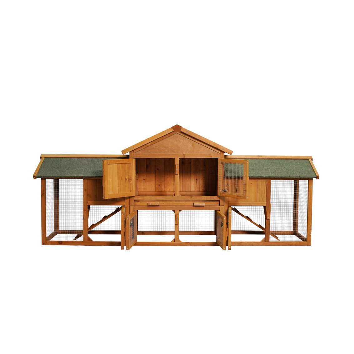 HKM-9659709 Extra Large Bunny Cage with 2 Detachable Runs for Small Animals, Spacious Habitat for Guinea Pigs and Rabbits
