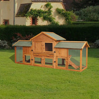 HKM-9659709 Extra Large Bunny Cage with 2 Detachable Runs for Small Animals, Spacious Habitat for Guinea Pigs and Rabbits