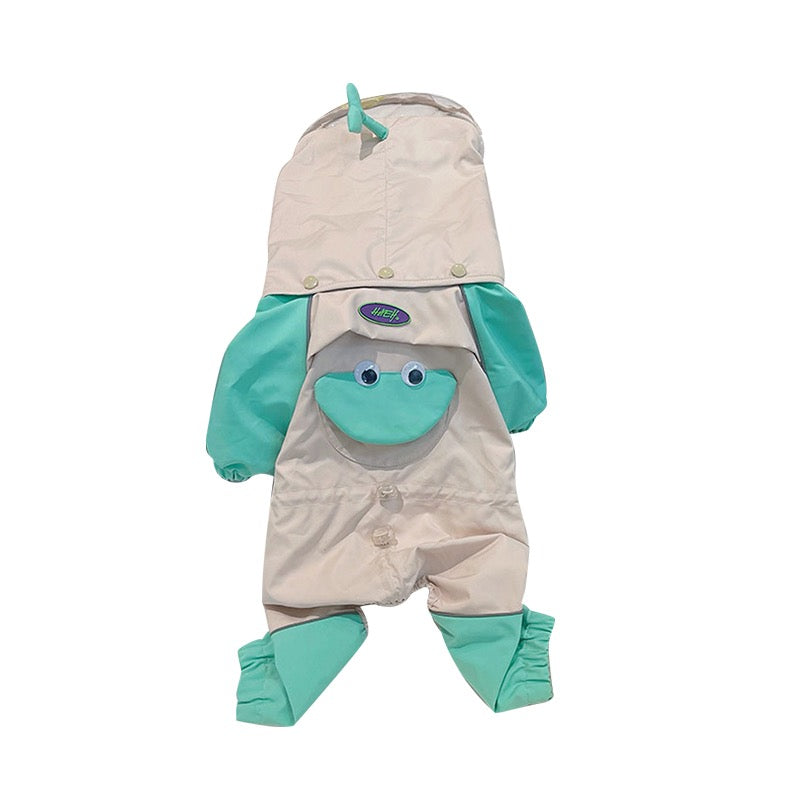 HKM-9660605 Waterproof Khaki Pet Poncho for Schnauzers - Casual Cartoon Raincoat