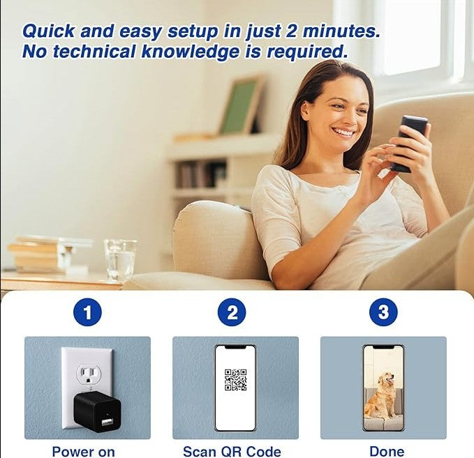HKM-966099 2K WiFi Security Camera Charger with Smart Motion Detection and Loop Recording