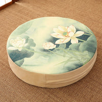 HKM-966163 Linen Cotton Chinese Futon Meditation Pad - 50cm Diameter, 5cm Thick, Hard Filler