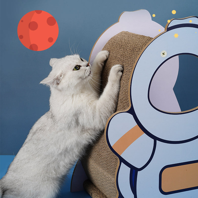 HKM-9662013 Astronaut-Themed Corrugated Cat Nest and Scratching Board, Large Size