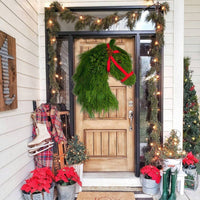 HKM-966483 Farmhouse Christmas Wreath with Double Horse Head Design and Simulation Pine Branches