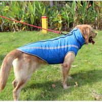 HKM-9666237 Warm Fleece-Lined Cold Weather Coat for Medium and Large Dogs in Red, Blue, Rose Red, and Yellow