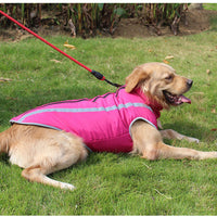 HKM-9666237 Warm Fleece-Lined Cold Weather Coat for Medium and Large Dogs in Red, Blue, Rose Red, and Yellow
