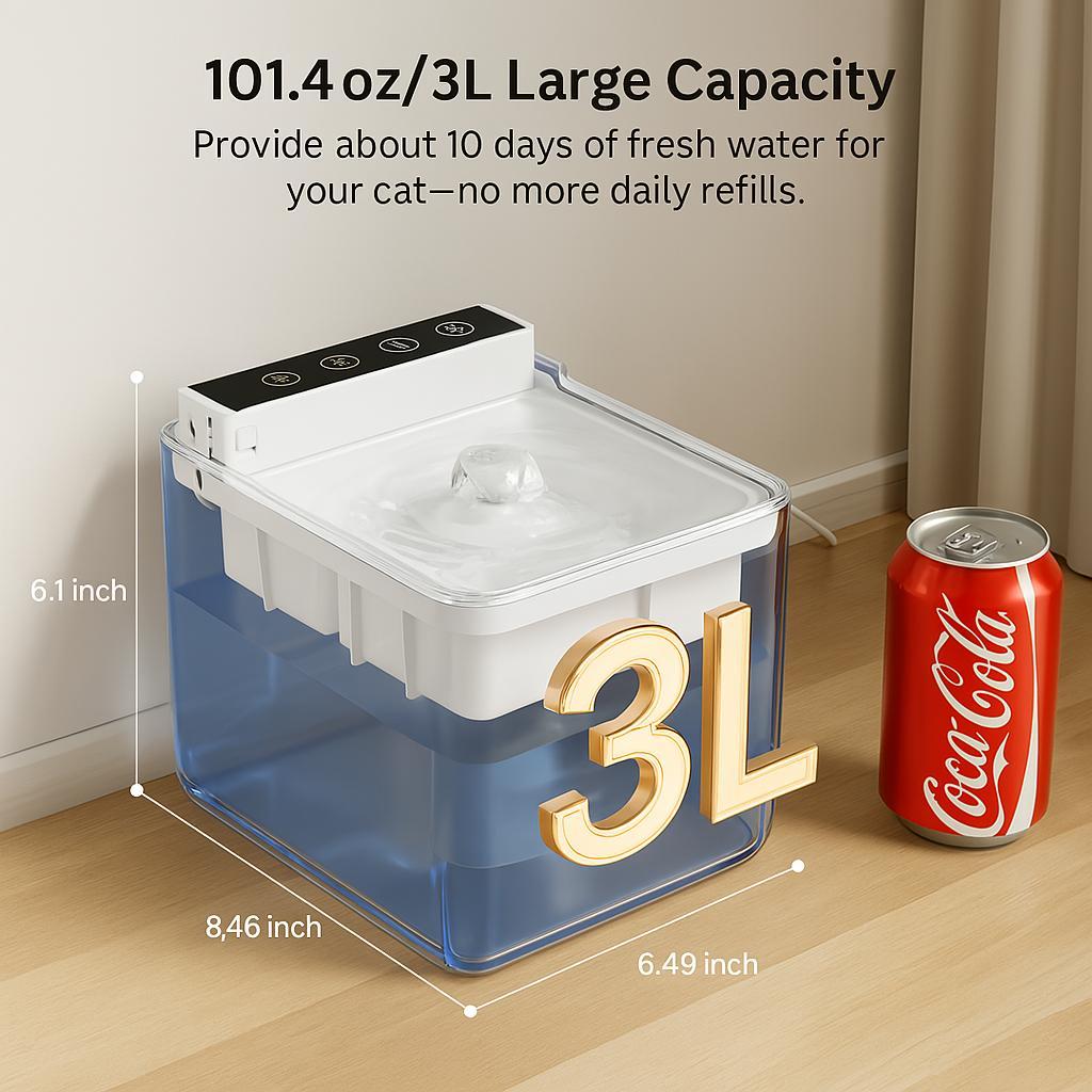 HKM-9667645 Automatic Pet Fountain with Radar Sensing Technology and 3L Water Capacity