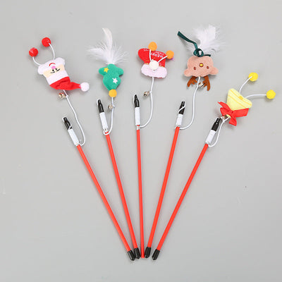 HKM-9668413 Interactive Christmas Cat Toy with Feathers for Safe Play and Natural Movement