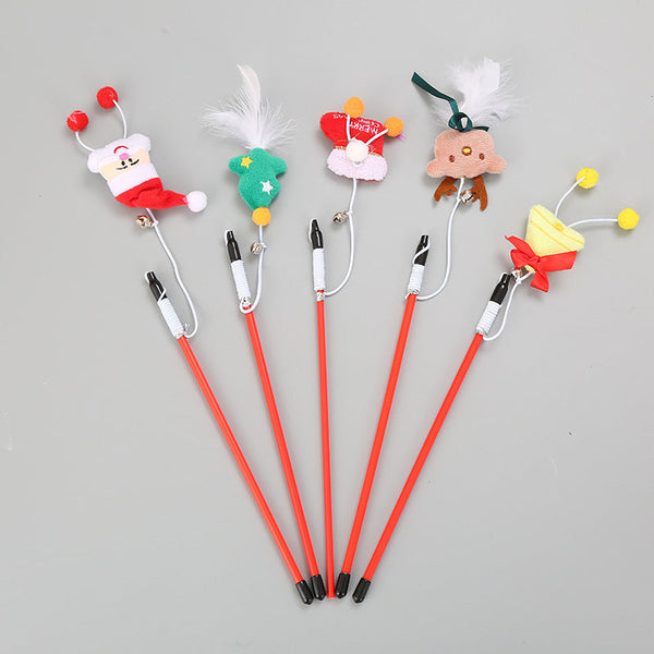 HKM-9668413 Interactive Christmas Cat Toy with Feathers for Safe Play and Natural Movement