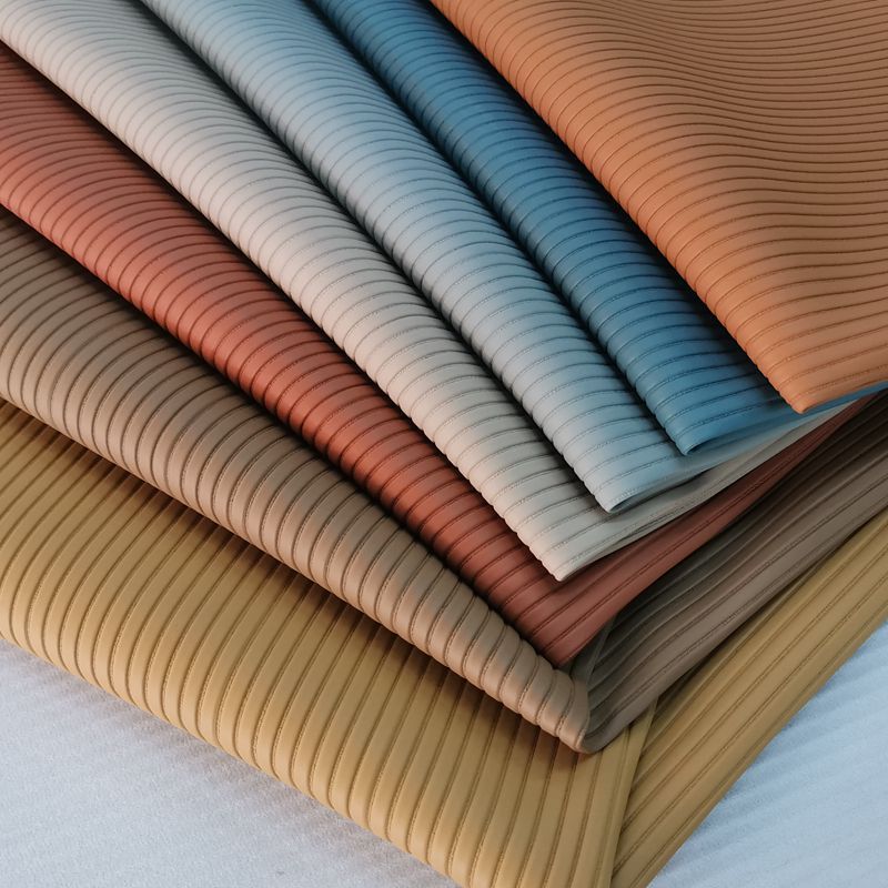 HKM-966867 Striped PVC Leather for Furniture and Luggage - 1.3mm Thickness, 137cm Width