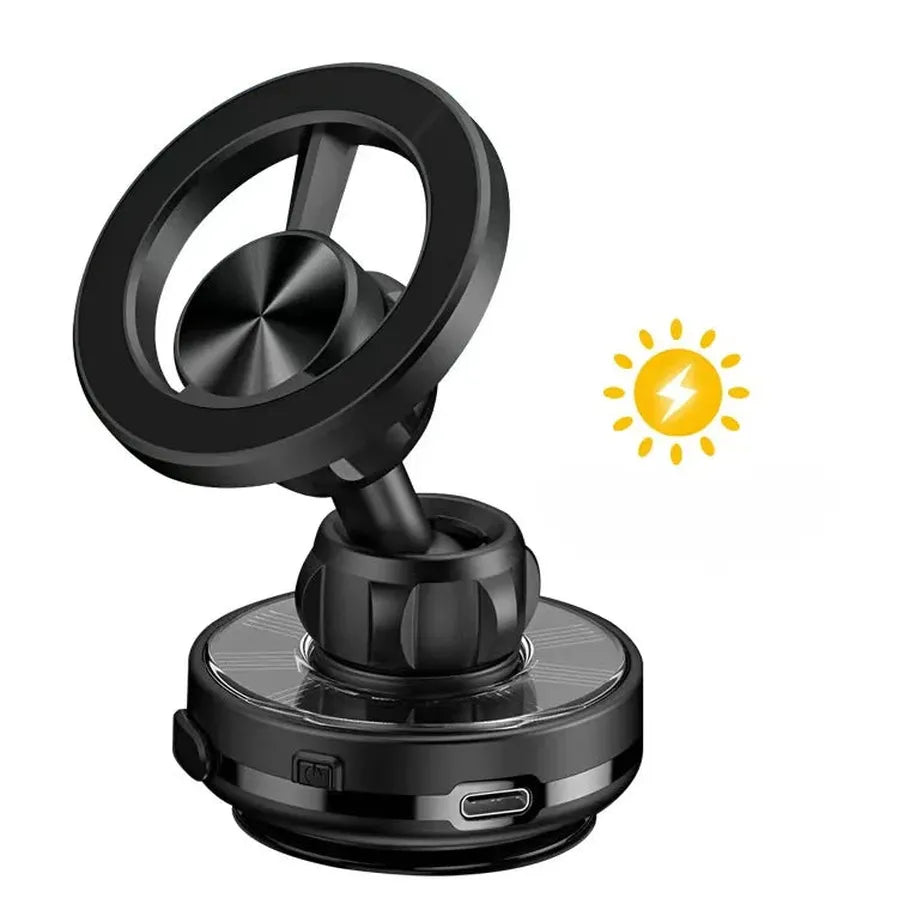 HKM-966931 Solar-Powered Magnetic Car Phone Holder with Stable Glass Adsorption and Foldable Design