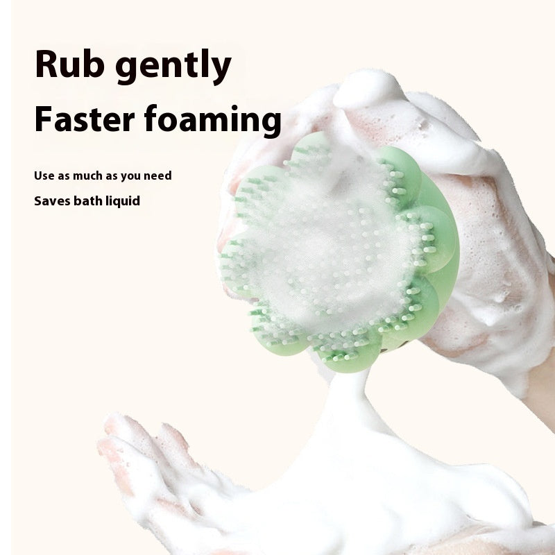 HKM-9669437 Silicone Pet Shower Brush with Massage Comb for Dogs - Green & Purple