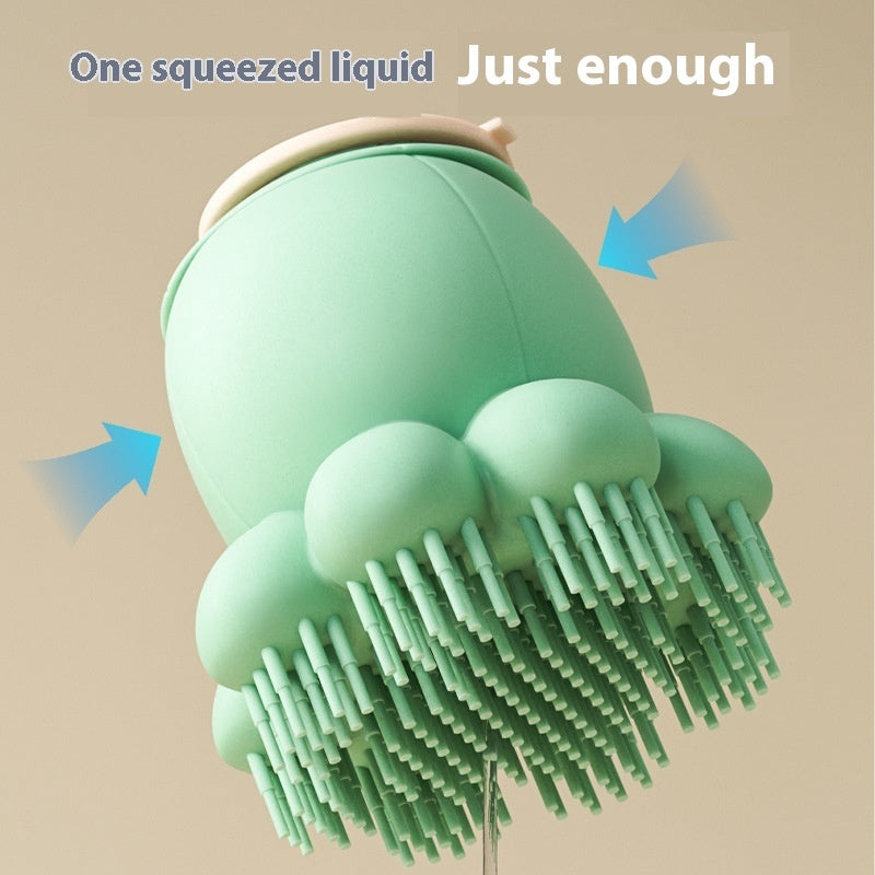 HKM-9669437 Silicone Pet Shower Brush with Massage Comb for Dogs - Green & Purple