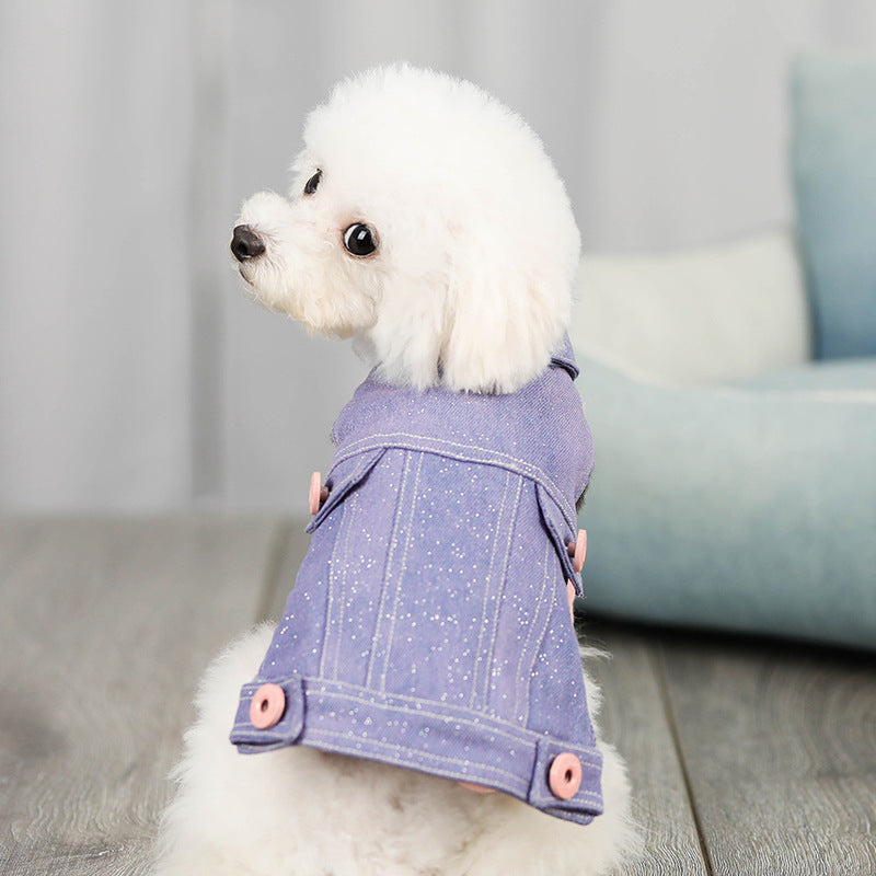 HKM-9669949 Pet Cowboy Vest in Blue, Black, and Purple - Punk Style Denim Waistcoat for Pets