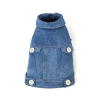 HKM-9669949 Pet Cowboy Vest in Blue, Black, and Purple - Punk Style Denim Waistcoat for Pets