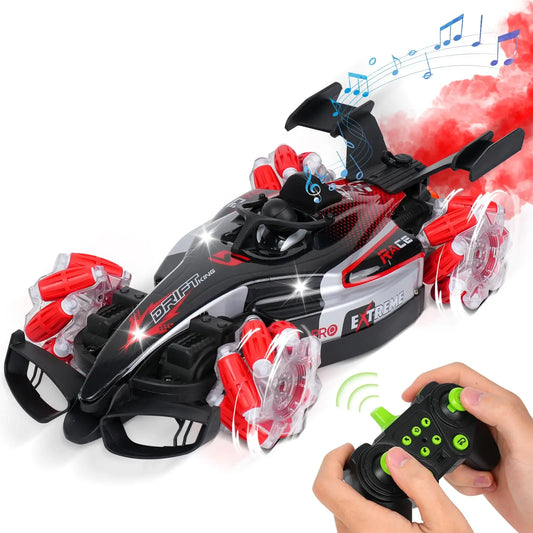 HKM-966995 1:12 Scale Remote Control Drift Car with 360 Rotation, Lights, Sound & Spray Function
