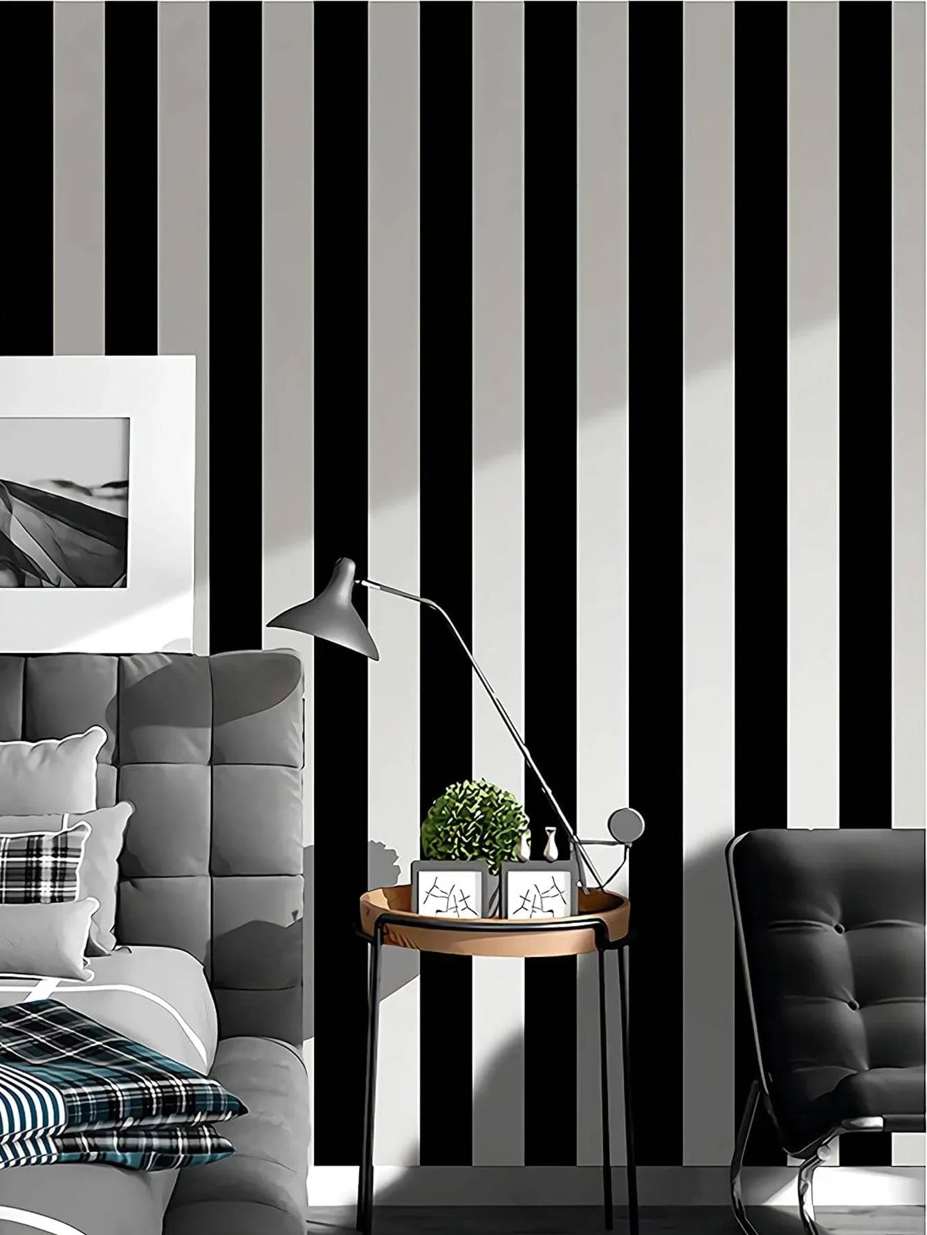 HKM-967059 3D Water Wave Pattern Non-woven Wallpaper with Curved Deer Skin Velvet for TV Background