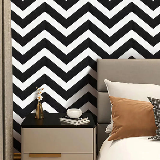 HKM-967059 3D Water Wave Pattern Non-woven Wallpaper with Curved Deer Skin Velvet for TV Background