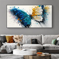 HKM-967123 Vibrant Handmade Abstract Animal Butterfly Canvas Art - Modern Oil Painting for Living Room Decor