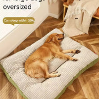 HKM-9671613 Warm and Cozy Fully Removable Washable Dog Mat in Flannel Green for All Seasons