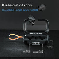 HKM-967187 Wireless Bluetooth 5.1 Earbuds with Touch Control, IPX7 Waterproof, and Built-in Flashlight Clock