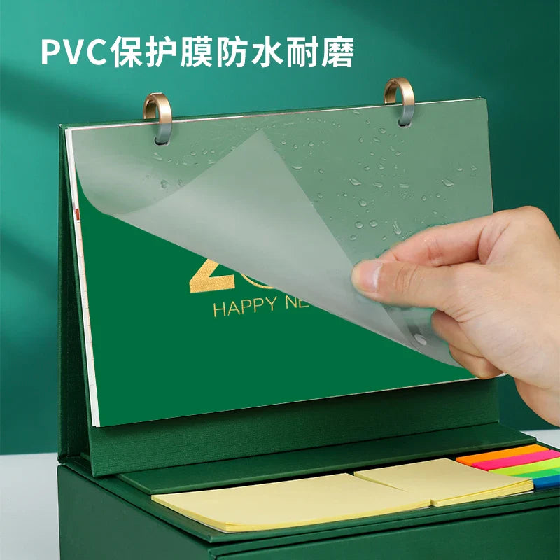 HKM-967315 2023 Foldable Calendar with Notebook and Sticky Notes, Compact Design for Organisation