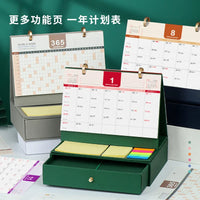 HKM-967315 2023 Foldable Calendar with Notebook and Sticky Notes, Compact Design for Organisation