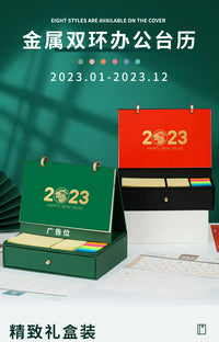 HKM-967315 2023 Foldable Calendar with Notebook and Sticky Notes, Compact Design for Organisation