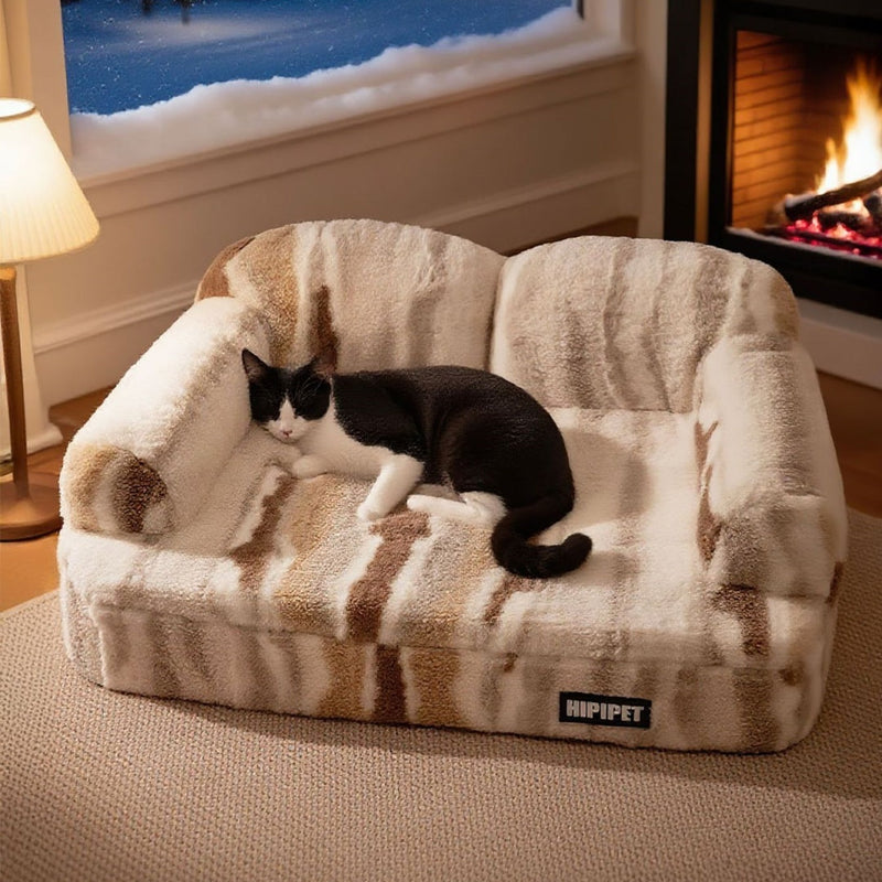 HKM-967315 Thickened Fleece-lined Pet Bed with Moon Velvet Fabric and Non-slip Base for Dogs and Multi-Pet Families
