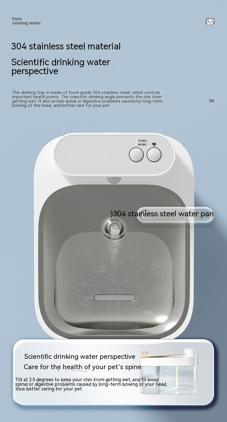 HKM-9673405 Automatic Cat Water Fountain with Filtration System - 25CM x 19CM, White
