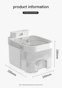 HKM-9673405 Automatic Cat Water Fountain with Filtration System - 25CM x 19CM, White