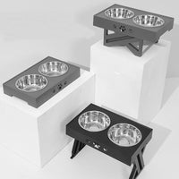 HKM-9673533 Adjustable Height Stainless Steel Dog Food Bowl with Large Capacity