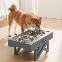 HKM-9673533 Adjustable Height Stainless Steel Dog Food Bowl with Large Capacity