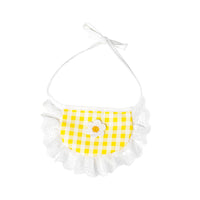 HKM-9674941 Cute Lace Bib and Plaid Saliva Towel for Pets in Yellow, Red, and Blue