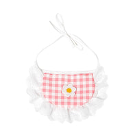 HKM-9674941 Cute Lace Bib and Plaid Saliva Towel for Pets in Yellow, Red, and Blue