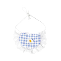 HKM-9674941 Cute Lace Bib and Plaid Saliva Towel for Pets in Yellow, Red, and Blue
