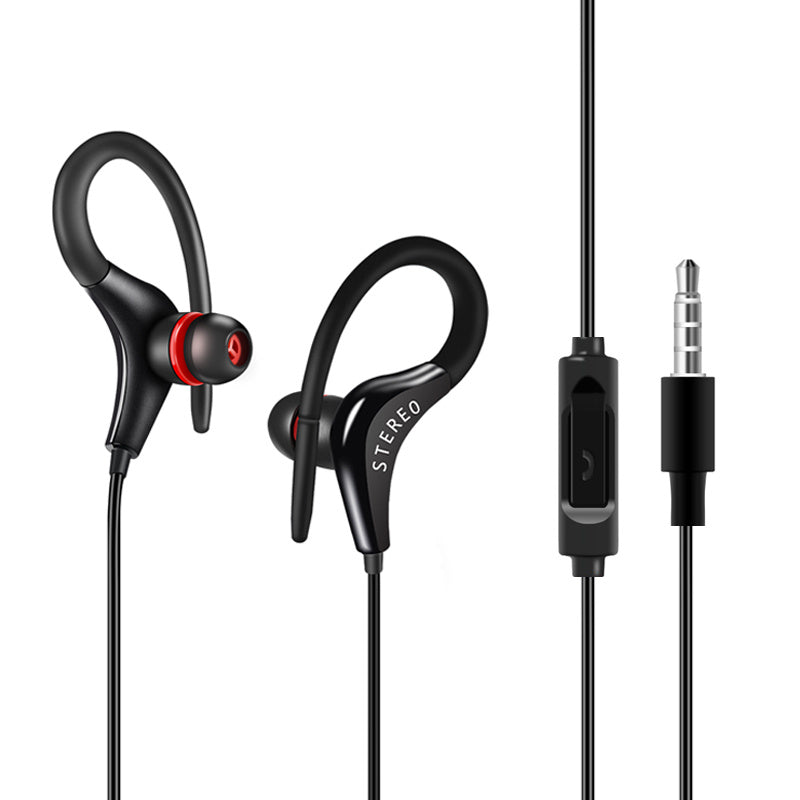HKM-967507 Super Bass Earhook Headphones with Microphone for Sports and Mobile Devices