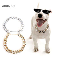 HKM-9675325 Gold Chain Buckle Collar for Small and Medium Dogs - Twisted Design, Adjustable Size, Pet Necklace