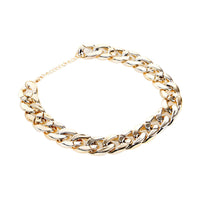 HKM-9675325 Gold Chain Buckle Collar for Small and Medium Dogs - Twisted Design, Adjustable Size, Pet Necklace