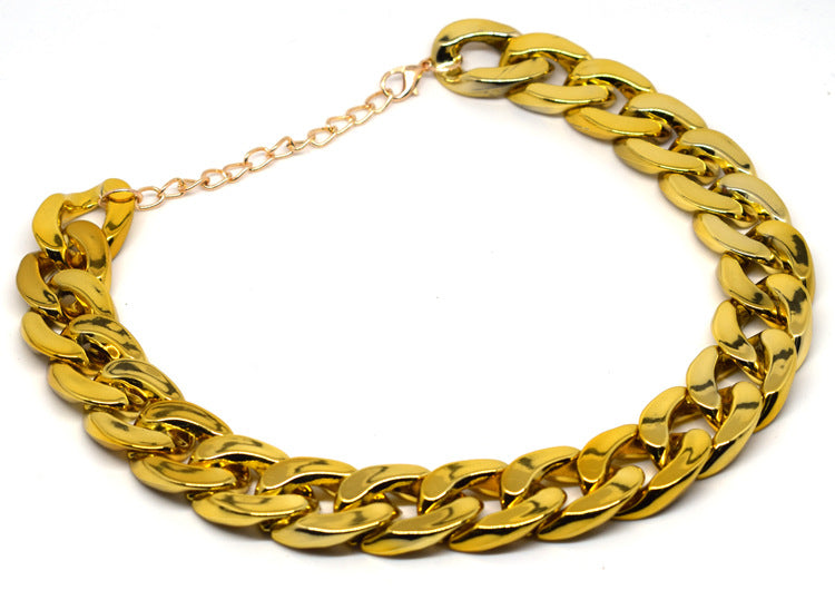 HKM-9675325 Gold Chain Buckle Collar for Small and Medium Dogs - Twisted Design, Adjustable Size, Pet Necklace