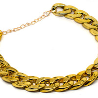 HKM-9675325 Gold Chain Buckle Collar for Small and Medium Dogs - Twisted Design, Adjustable Size, Pet Necklace