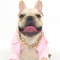 HKM-9675325 Gold Chain Buckle Collar for Small and Medium Dogs - Twisted Design, Adjustable Size, Pet Necklace